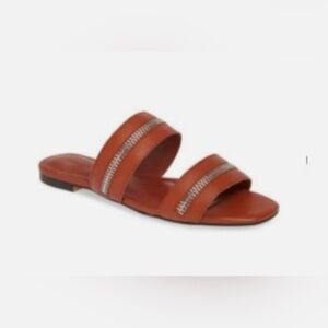 SOLD!NWT:REBECCA MINKOFF Marciann Brown Leather Slide Sandals Size 7